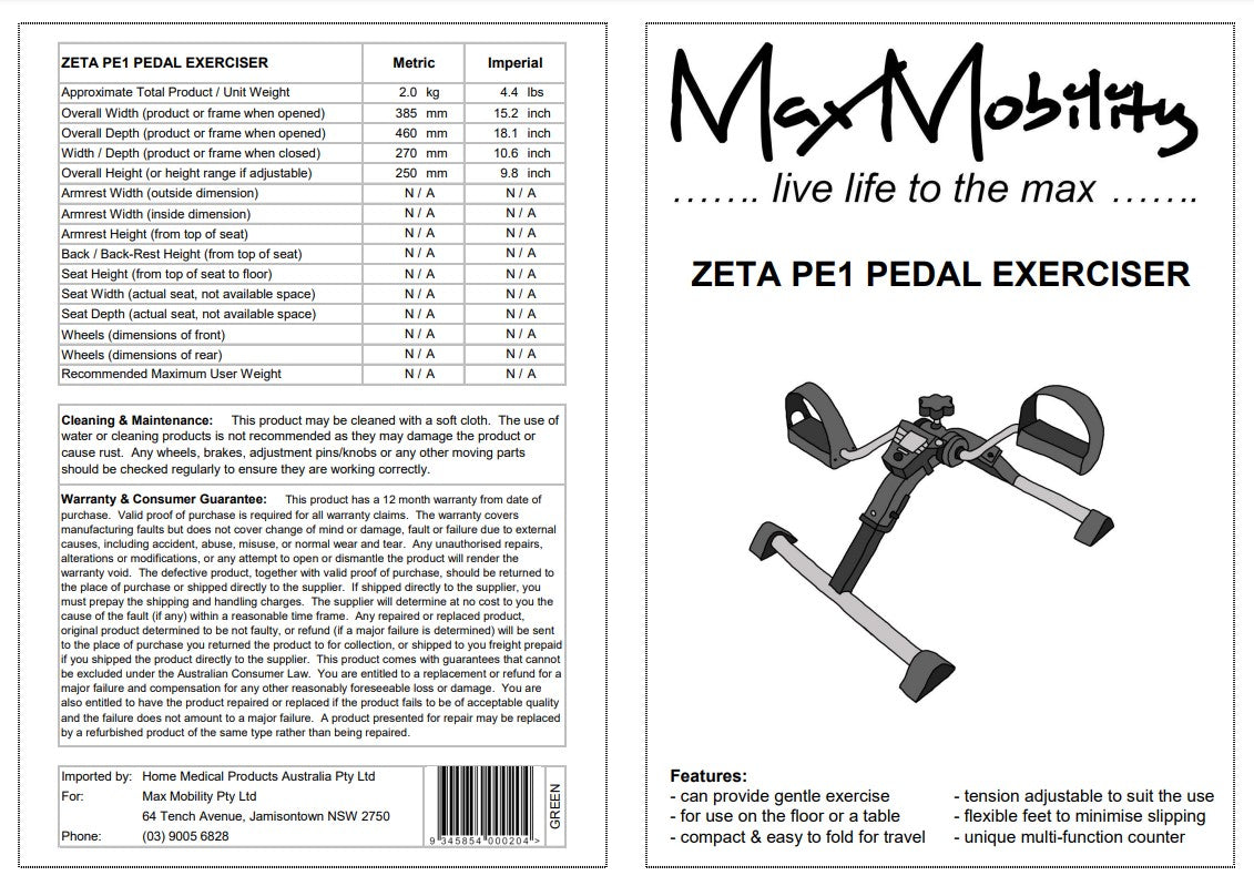 Pedal Exerciser - Zeta PE1 (Q35002)