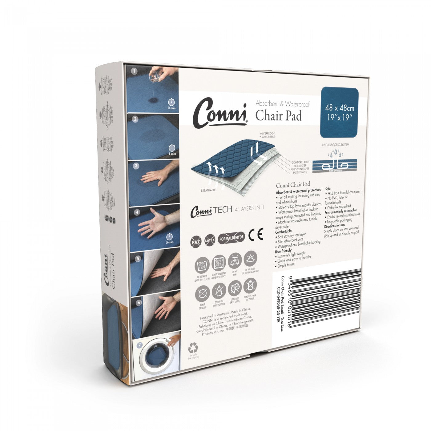 Cushion / Waterproof Pad - Wheelchair (Small) - Conni - Teal Blue (Q44009)