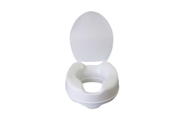 Toilet Seat - Raised 10cm (4") - White With Lid - Delta
